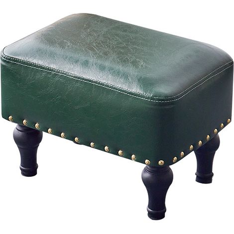 Tabouret de Style Moderne - Repose Pieds en Cuir Vert - Repose Pieds pour Salon, Chambre, Entrée und Dortoir (1/2)