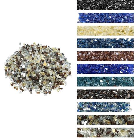 Verre de Feu pour Braséro, 4,5 kg, Pierres en Verre pour Foyer à Gaz, 12,7 mm, Sans Fumée, Réfléchissante, Pierres Décoratives pour Cheminée à Gaz, Intérieur, Extérieur, Doré Transparent Cuivre (1/5)