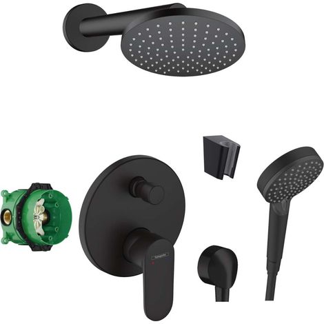 Hansgrohe - Set doccia con miscelatore da incasso, con corpo, diametro 20 cm, 2 getti, nero opaco SANI21HHH412 (1/5)