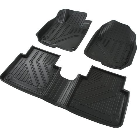 Tapis de sol voiture 3 pièces protection intempéries noir souple antidérapant repose-pied compatible CR-V 2017-2022 (1/5)