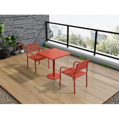 Lot de 2 fauteuils de jardin empilables en métal - Rouge brique - NILY de MYLIA (1/4)