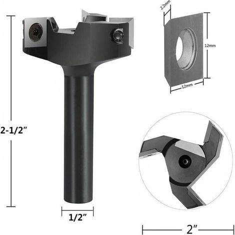 Fresa per spianatura Gambo 12 mm Diametro di taglio 60 mm con 3 inserti Fresa per legno Fresa per piallatura Fresa per superfici, AAFGVC (1/4)