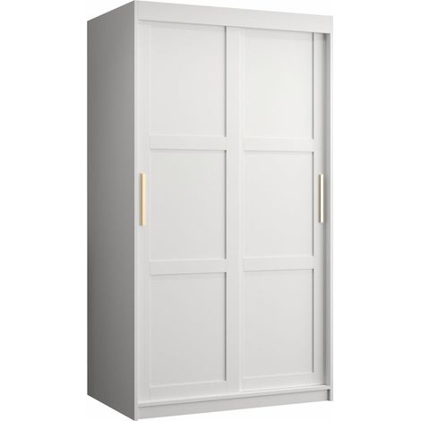 Armoire Ferfere 100, Blanc, 200x100x62cm, Portes d'armoire: Coulissantes, Nombre d'étagères: 5