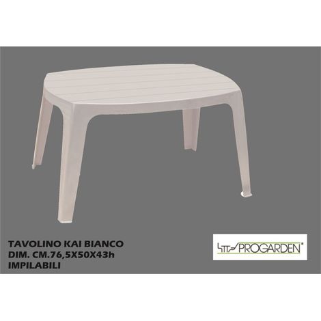IPAE-PROGARDEN Tavolino da Giardino Colore Bianco - Modello Kai
