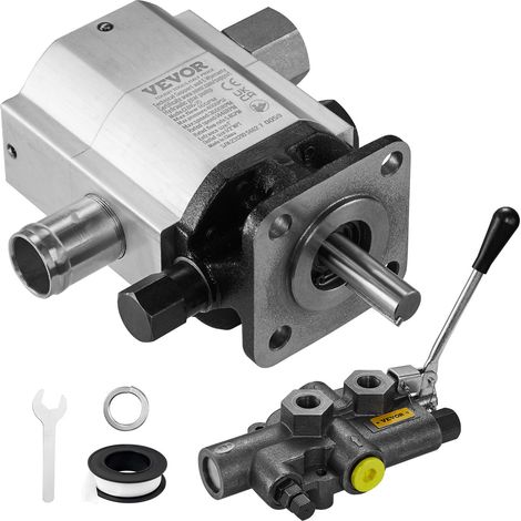 Kit de pompe hydraulique pour fendeuse de bûches, 60,6 L/min, pompe à engrenages hydraulique en aluminium à 2 étages 4000 PSI, avec valve entrée 2,54 cm, sortie NPT 1,27 cm 3600 tr/min, pour petit mot (1/5)