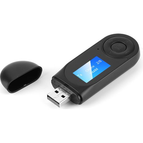 Adaptateur audio Bluetooth 5.0 avec émetteur-récepteur sans fil et écran LCD pour voiture, PC et haut-parleur filaire (prise jack 3,5 mm). (1/5)