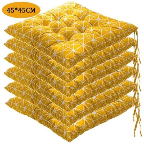 Lot de 6 Coussin de Chaise Coussins de Siège, Carré Tatami Respirant Schéma Coussins de Chaise Galette de Chaise, 4545cm,Style F (1/4)