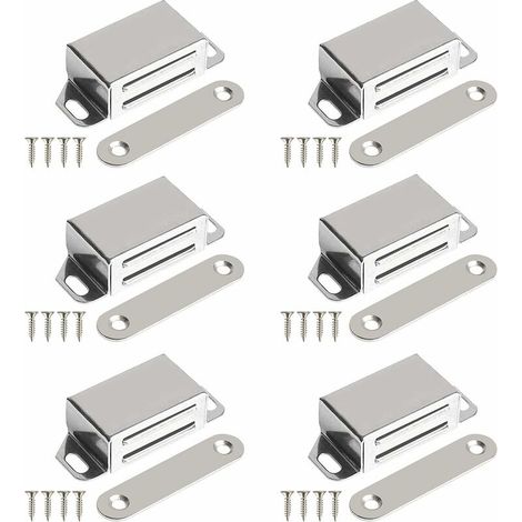 Aimant Porte Placard Loquet Magnetique Porte Acier Inoxydable avec Des Vis Meuble Aimant Puissant pour Armoire Catch Coulissante Tiroirs Fenetre,,6 Pièces (1/5)