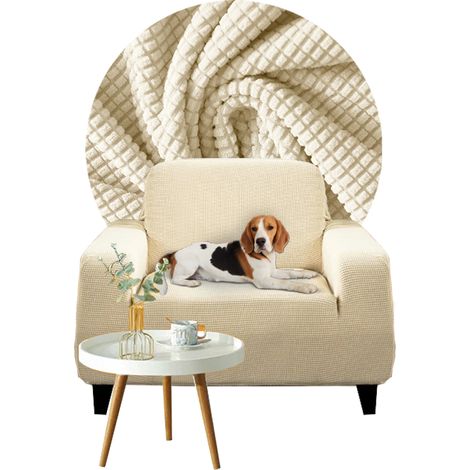 COPRI divano letto, divano monoposto, jacquard color crema