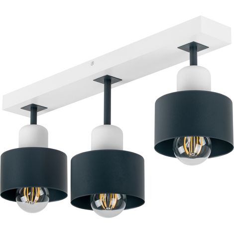 Lámpara de techo blanca de madera y metal de estilo escandinavo, 3xE27, iluminación LED moderna para salón, cocina, dormitorio, habitación infantil, loft. (1/5)