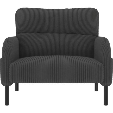 Fauteuil en velours côtelé avec accoudoirs et poche latérale, structure métallique solide, 67x75x79 cm, polyvalent pour salon, chambre et bureau (1/5)