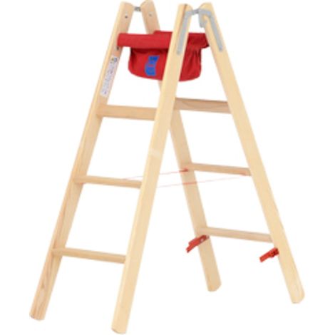 Hymer Holz Stufenstehleiter mit Textiltasche 2x4 Stufen (1/5)