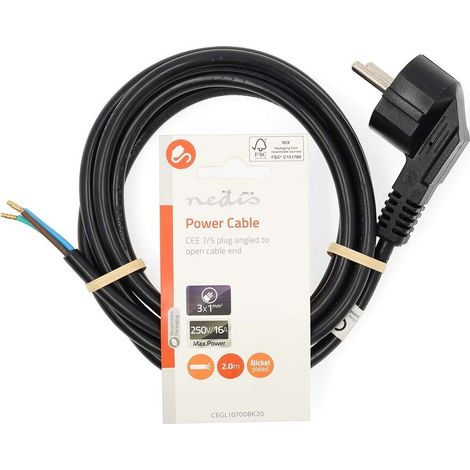 Nedis STROMKABEL SCHUTZK.STECKER 2M (CEGL10700BK20)