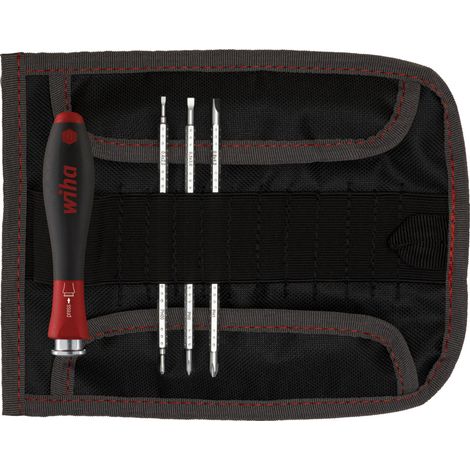 Wiha Set di giravite con lame di ricambio SYSTEM 4 A taglio, Phillips, 5 pz. con borsa avvolgibile (00613)