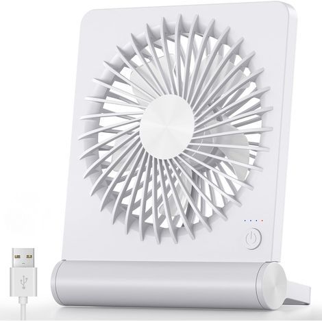 Table fan, small USB fan, strong and quiet airflow, 3 adjustable speeds, white (1/5)