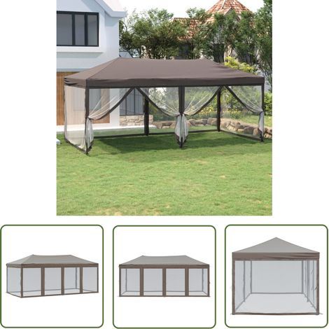 Tente de réception extérieure - vidaXL Tente de réception pliable avec parois Taupe 3x6 m - Tente de réception famille (1/5)
