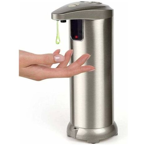 Distributeur de Savon Automatique Acier Inoxydable, Niveaux de Savon réglables Distributeurs Savon Automatique sans Contact Capteur de Mouvement Infrarouge, Base Imperméable, (1/5)