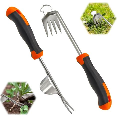 2Pcs Weed Puller Manual Weeding Tool with Rubber Handle Gardening Tools for Digging Weeding Loosening