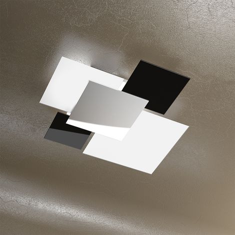 Applique Contemporanea Shadow Metallo Bianco Vetro Nero 4 Luci E27 71Cm (1/3)