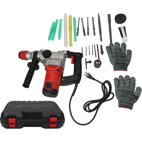 Electric Hammer Drill Kit Multifunctional 1900W 4500RPM Impact Drill Concrete Hammer Tool for Home Improvement (1/4)