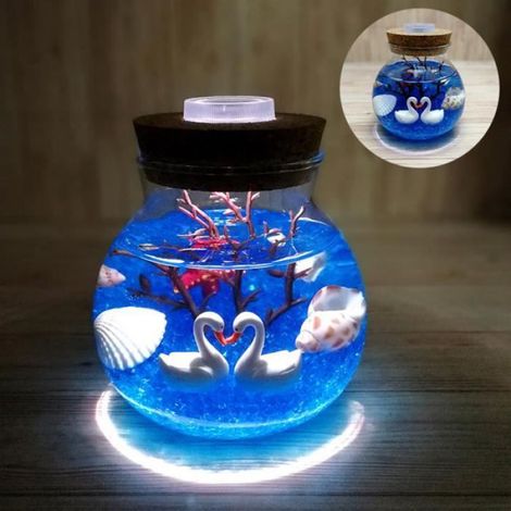 1x Veilleuse DIY, LED RGB, Océan, Bouteille, Pierre, Poisson, Chambre Enfant (1/4)