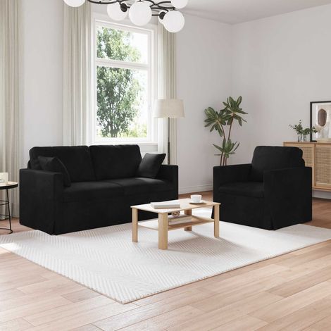 Sofa Set 2 pcs Schwarz 158 x 78 x 80 cm Samt