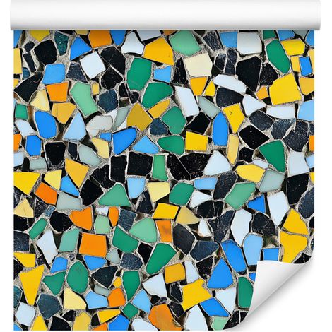 Papier peint mosaïque coloré turquoise et jaune pour le salon et la chambre 50x1000 cm (1/5)