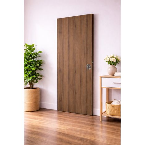 Porte Coulissante Décor Noyer Light Walnut H204 X L83 Cm, Serrure A Condamnation Gd Menuiseries (1/3)