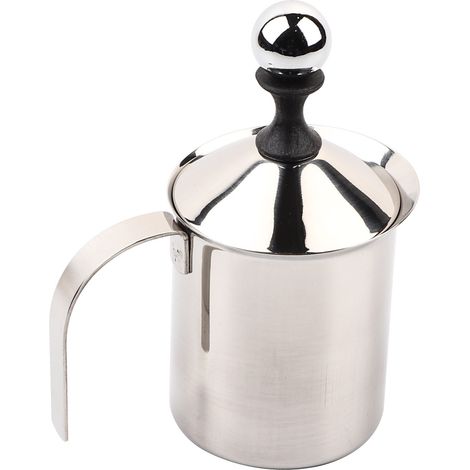 Mousseur à lait en acier inoxydable 400 ml, pompe manuelle avec ressort pour café (1/5)