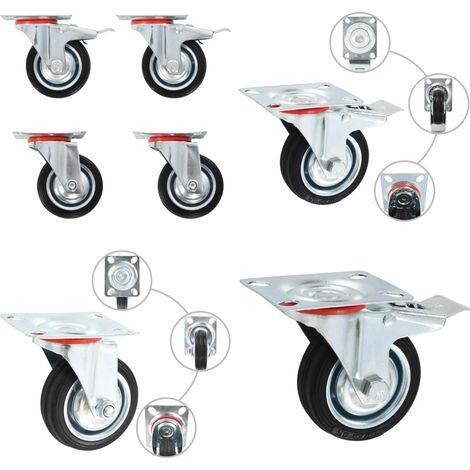 Roulettes pivotantes 4 pcs 75 mm - Roulettes Pivotantes - Roulettes De Chariot - Roues Mobiles - Accessoires Meuble - Fixation Meuble - Home & Living (1/5)