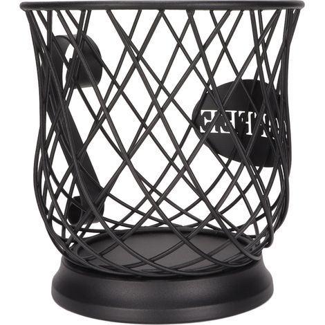 Porte-capsules de café en fer forgé, grande capacité, panier de rangement pour capsules de café, idéal pour la maison, le bureau et les cafés (noir) (1/5)