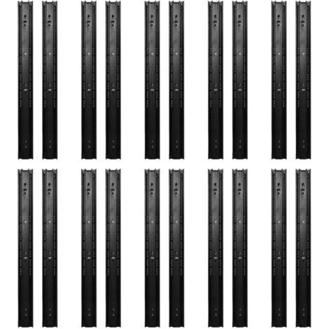 10 paires de glissières de tiroir 3 sections rallonge grand Rail porteur pour Bureau à domicile 18 pouces (1/3)
