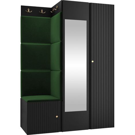 Meuble d'entrée Hartford 388, Polo 889, 186x116x46cm, Disponible, Tissu, MDF, Stratifié, À poser, Murale