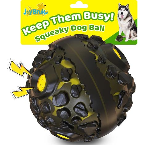 Balle pour chiens à mâcher intensément - Jouet interactif pour chiens, balle qui couine et amuse, résistante pour les petites, moyennes et grandes races, jouet à mâcher en caoutchouc, vu à la télé, no (1/5)