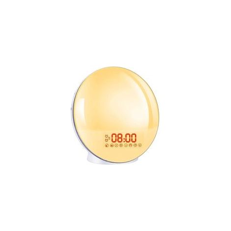 Lampe Radio Réveil Lumière Douceur LED Simulateur d'aube Horloge Lampe de Chevet Avec 2 Alarmes 8 Sons 20 Luminosités Pour Bébé Chambre (1/5)