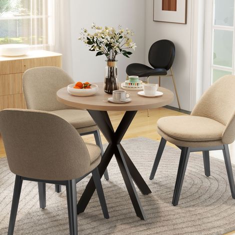 Table à manger ronde 75 x 75 cm pour 2 à 4 personnes - table à manger moderne avec pied d’araignée brun