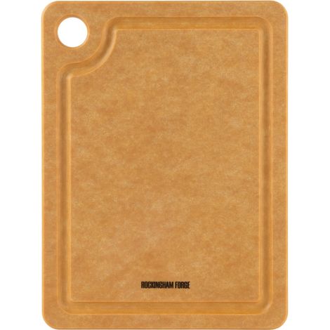 Planche à découper en fibre de bois naturelle avec rainure 20x15x0,6cm, Résistante à la chaleur, Lavable au lave-vaisselle, Planche à découper en bois avec réservoir à jus hygiénique (1/5)