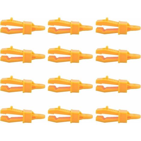12 pinces de bâche pour tente de camping, pinces de serrage légères pour bâche vêtements de bâche tente de camping plage alpinisme jaune (1/5)