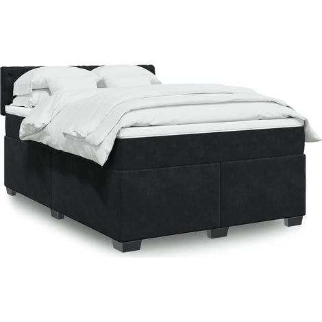 Boxspringbett mit Matratze Schwarz 160x200 cm Samt