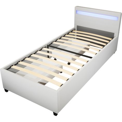 Home Deluxe - Cama LED con cajones y colchón NUBE  color: blanco, tamaño: 90 x 200 cm