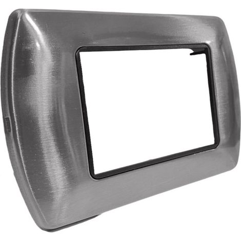 Placchetta per interruttore in metallo a 3 posti argento opaco cassetta 503 compatibile con living international supporto cover (1/2)