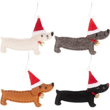 4 Ornements de Noël en forme de teckel, décoration festive pour sapin, porte et mur, intérieur maison (1/5)