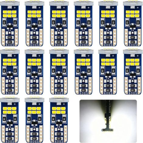 15 x W5W LED Light Bulbs, 6500 K LE D W5W Bulb, 18 SMD 2016 L ED Car Light Bulb T10 W5 W, W5 W LED, 12 V 396 LMAmpoule W 5W, Interior Car Lighting, Ceiling Light, Boot Light, Plate Lights, Dashboard (1/5)