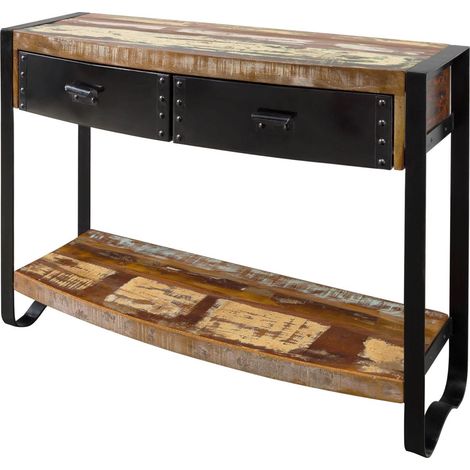 tavolino da consolle in legno di Legno riciclato 105x35x80 multicolore laccato INDUSTRIAL 08