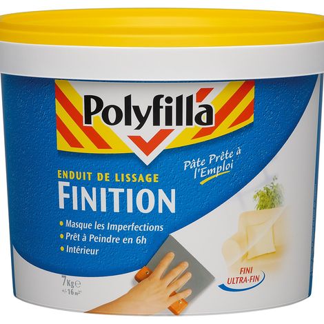 Polyfilla Enduit de Lissage Finition - Masque les imperfections - Fini ultra fin - Pâte 7 Kg