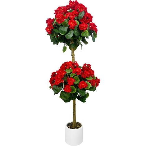 Árbol topiario, diseño realista, versátil para uso interior y exterior, rojo, 120 cm-b (1/2)