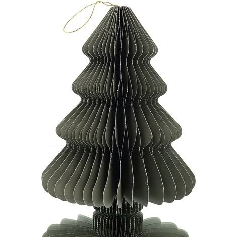 Kaemingk Weihnachtsanhänger Tannenbaum Grau Glitter & Aufhänger 20 cm - Papier (1/2)