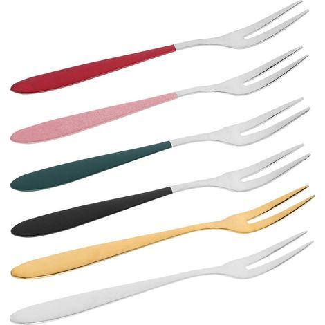 Lot de 6 fourchettes à fruits, fourchettes à gâteaux en acier inoxydable, fourchettes à salade raffinées, fourchettes pour la cuisine maison-13.00X1.00X0.10CM (1/4)