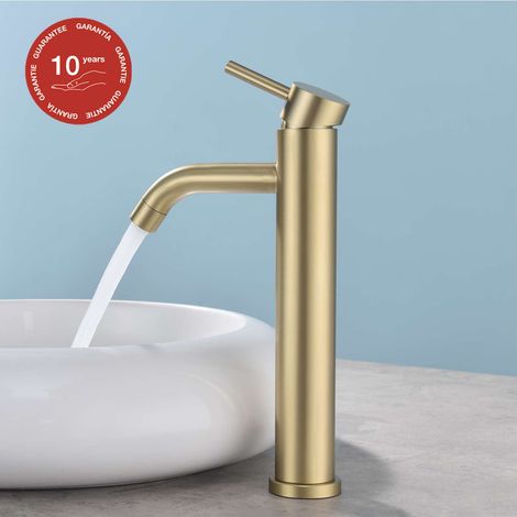 Mitigeur de lavabo bec haut SKY BATH or brossé PVD Inox S304 série Rock (1/5)