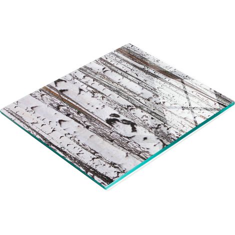 Planche de service de cuisine en verre trempé avec motifs en bouleau 60x52 cm (1/5)